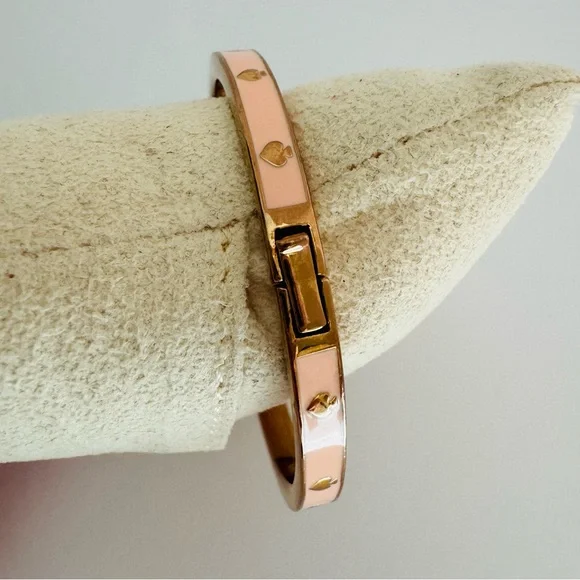 Kate Spade Spot The Spade Pink Enamel Hinged Bangle Bracelet - Picture 7 of 11